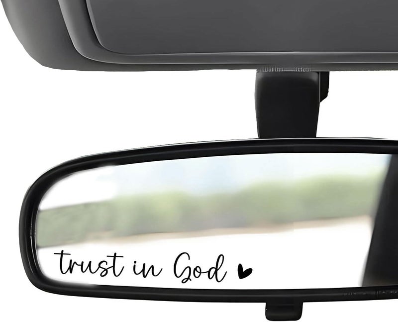 WCDHOR 2 x Trust in God Rearview Mirror Decal Water Bottle Stickers Affirmation Reminder Sticker Laptop Bumper Sticker Tumbler Vinyl Sticker Car Mirror Decal New Car Decor (Trust in God, Black) - Image 1